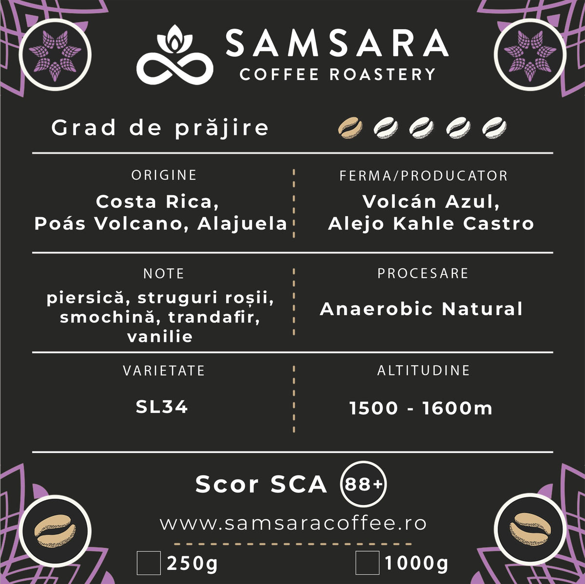 Cafea verde - Costa Rica Volcan Azul (neprăjită, 1 kg)